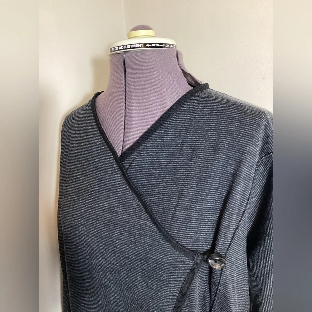 Matthildur Icelandic Side Button Boxy Cardigan Size S Asymmetrical Striped Boho - Picture 6 of 16